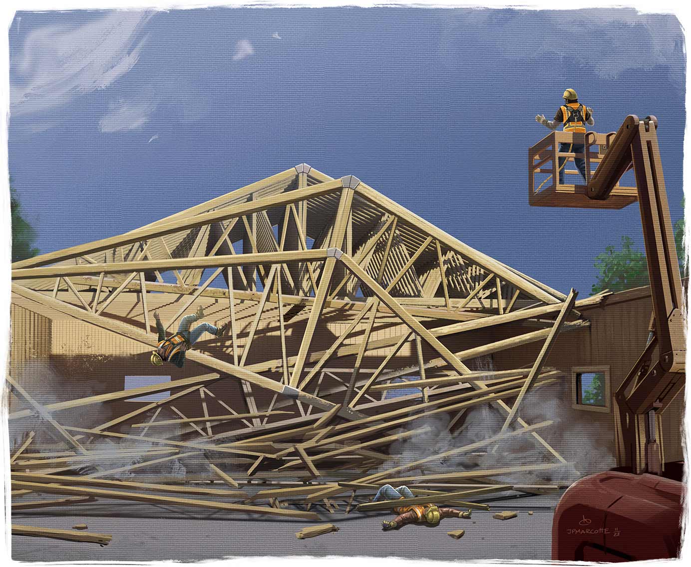 Illustration d'un effondrement d'une structure de bâtiment