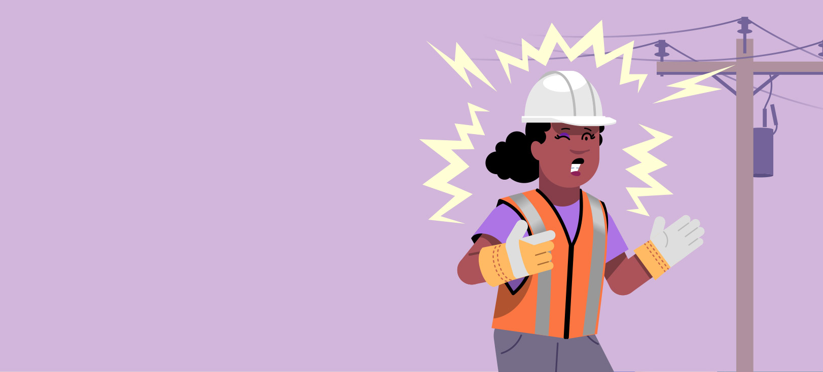 Illustration d'une personne électrisée par des lignes haute tension